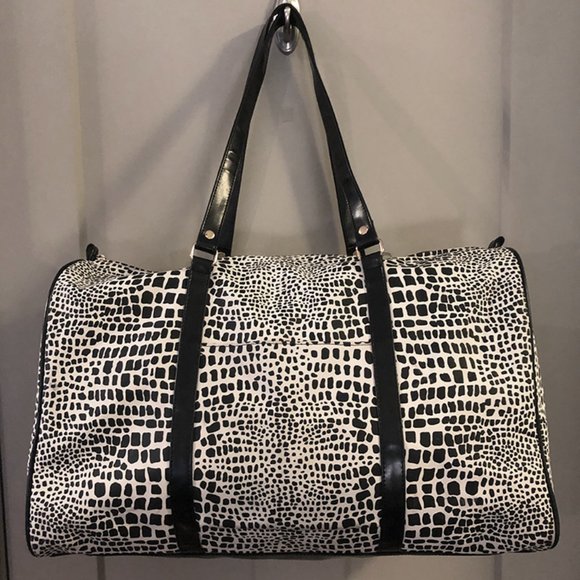 Lancome Handbags - Lancome B&W Antelope Print Vinyl Weekender Bag